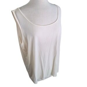 Eileen Fisher Woman 100% Silk Jersey Tank Top Cream Off White 2X 85EGK